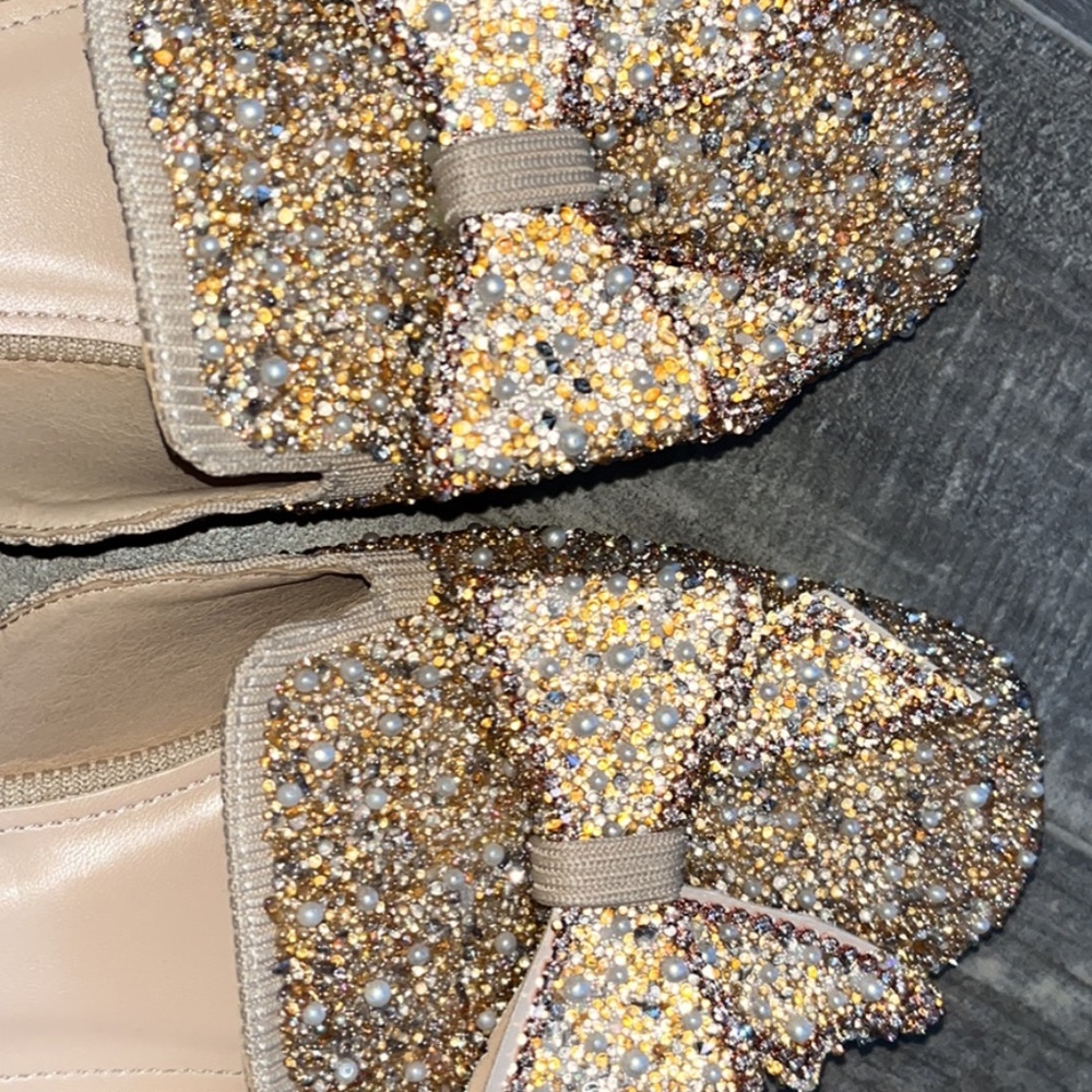 Cream jeweled slip ons